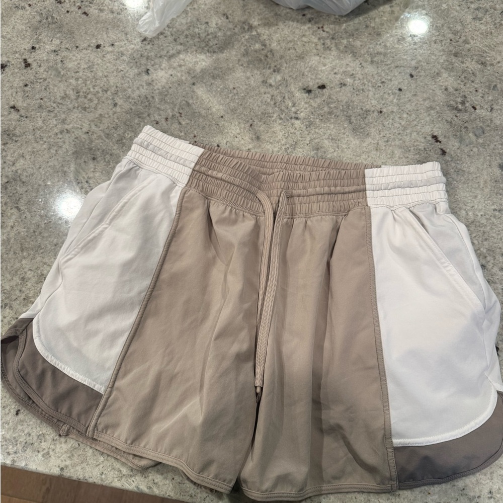 Abercrombie & Fitch Women's Athletic Shorts in Cream and Tan